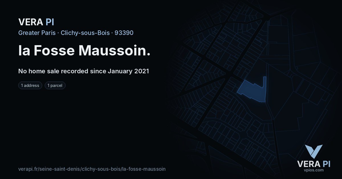 la Fosse Maussoin, Clichy-sous-Bois at night – every parcel coloured by the prices around it, the street's own parcels lit