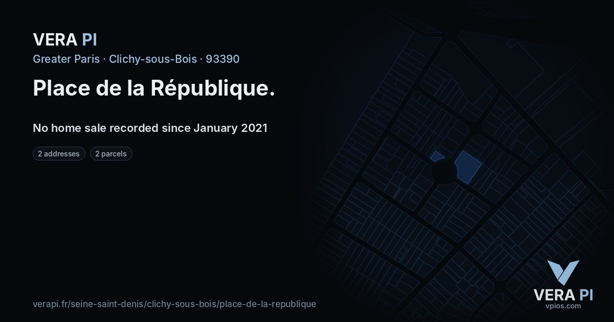 Place de la République, Clichy-sous-Bois at night – every parcel coloured by the prices around it, the street's own parcels lit