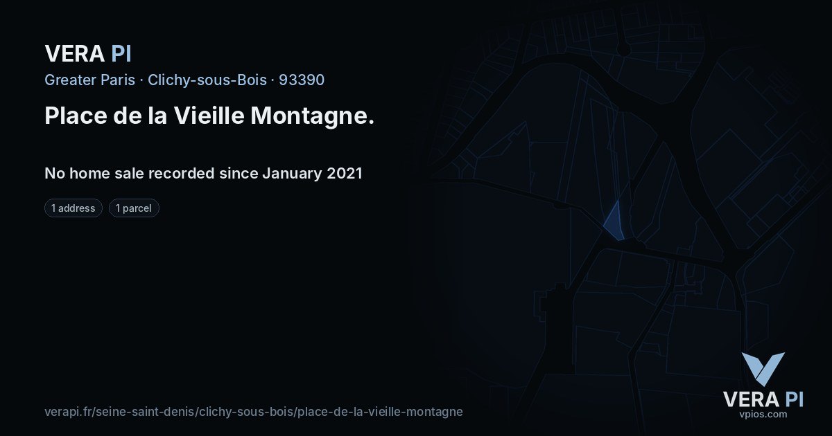 Place de la Vieille Montagne, Clichy-sous-Bois at night – every parcel coloured by the prices around it, the street's own parcels lit