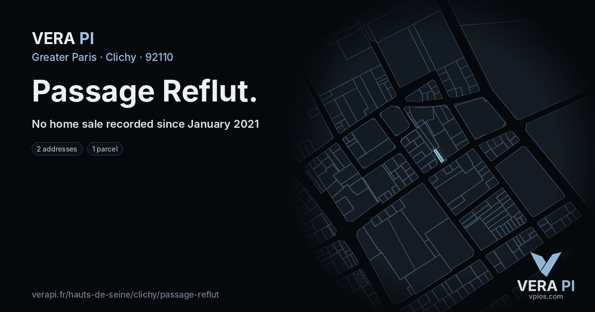 Passage Reflut, Clichy at night – every parcel coloured by the prices around it, the street's own parcels lit