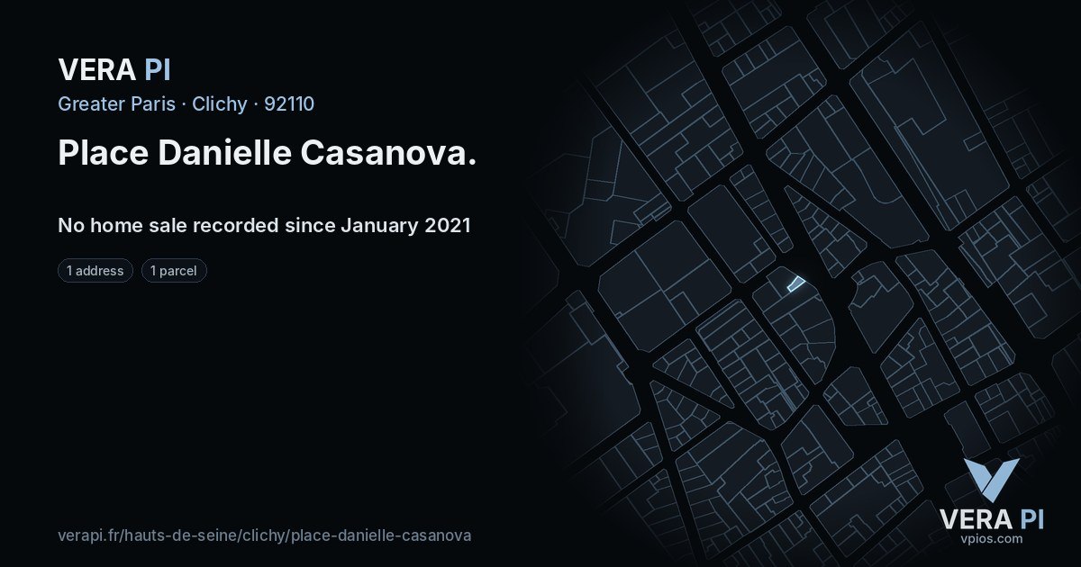 Place Danielle Casanova, Clichy at night – every parcel coloured by the prices around it, the street's own parcels lit