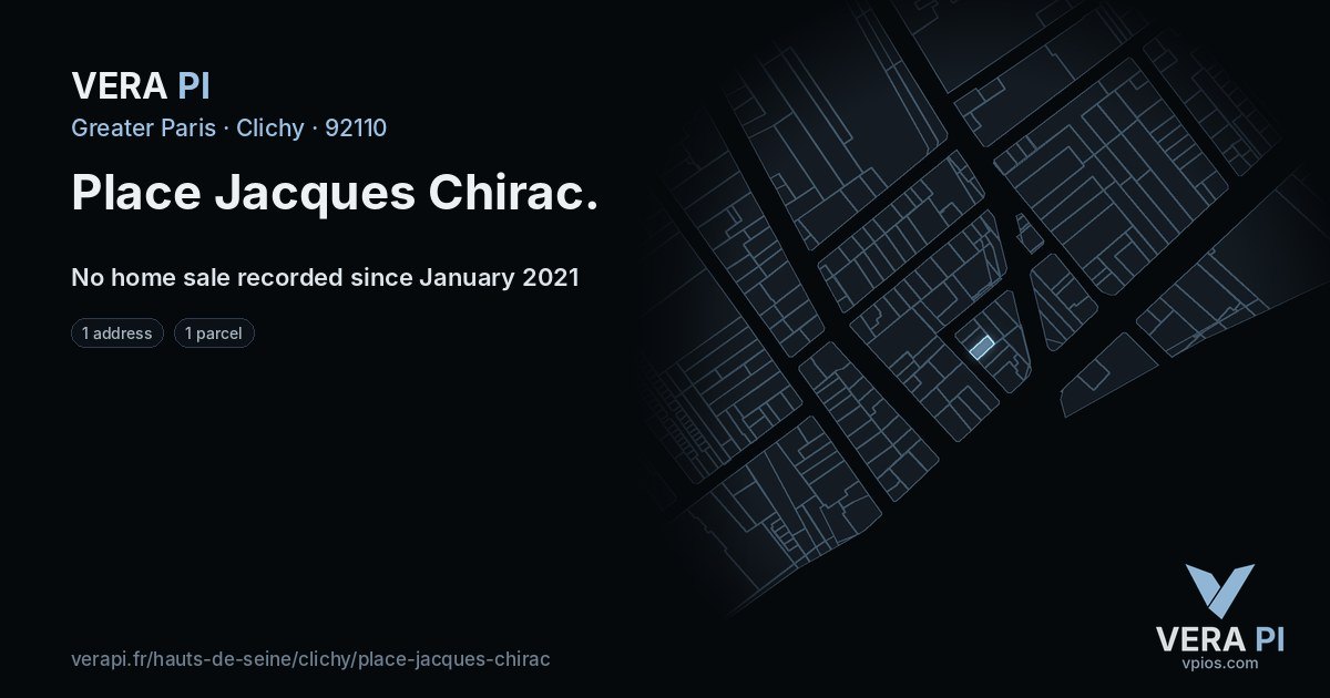 Place Jacques Chirac, Clichy at night – every parcel coloured by the prices around it, the street's own parcels lit