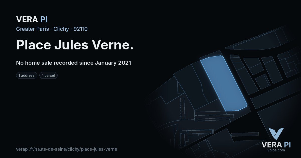 Place Jules Verne, Clichy at night – every parcel coloured by the prices around it, the street's own parcels lit