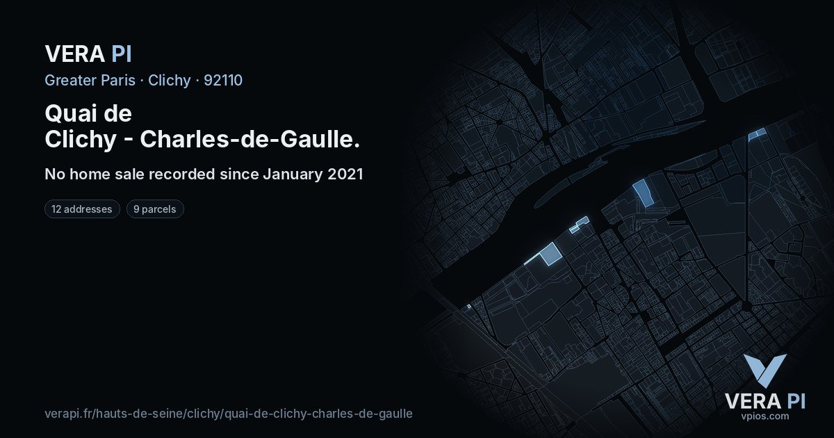 Quai de Clichy - Charles-de-Gaulle, Clichy at night – every parcel coloured by the prices around it, the street's own parcels lit