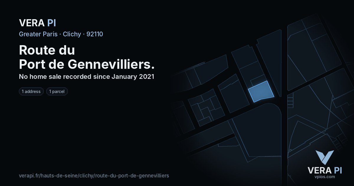 Route du Port de Gennevilliers, Clichy at night – every parcel coloured by the prices around it, the street's own parcels lit