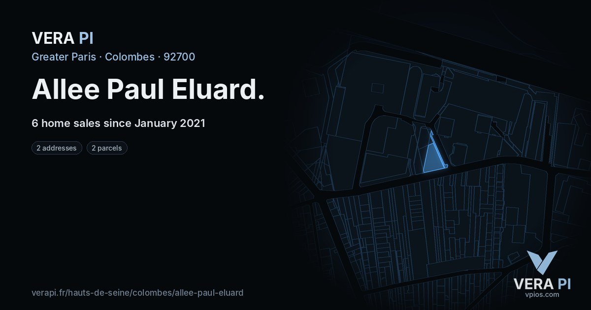 Allee Paul Eluard, Colombes at night – every parcel coloured by the prices around it, the street's own parcels lit