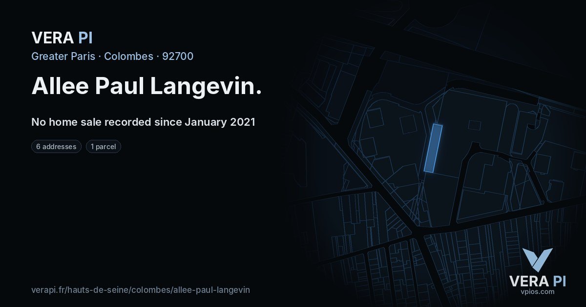 Allee Paul Langevin, Colombes at night – every parcel coloured by the prices around it, the street's own parcels lit