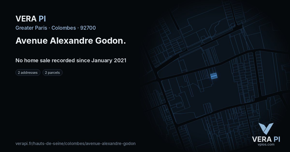 Avenue Alexandre Godon, Colombes at night – every parcel coloured by the prices around it, the street's own parcels lit