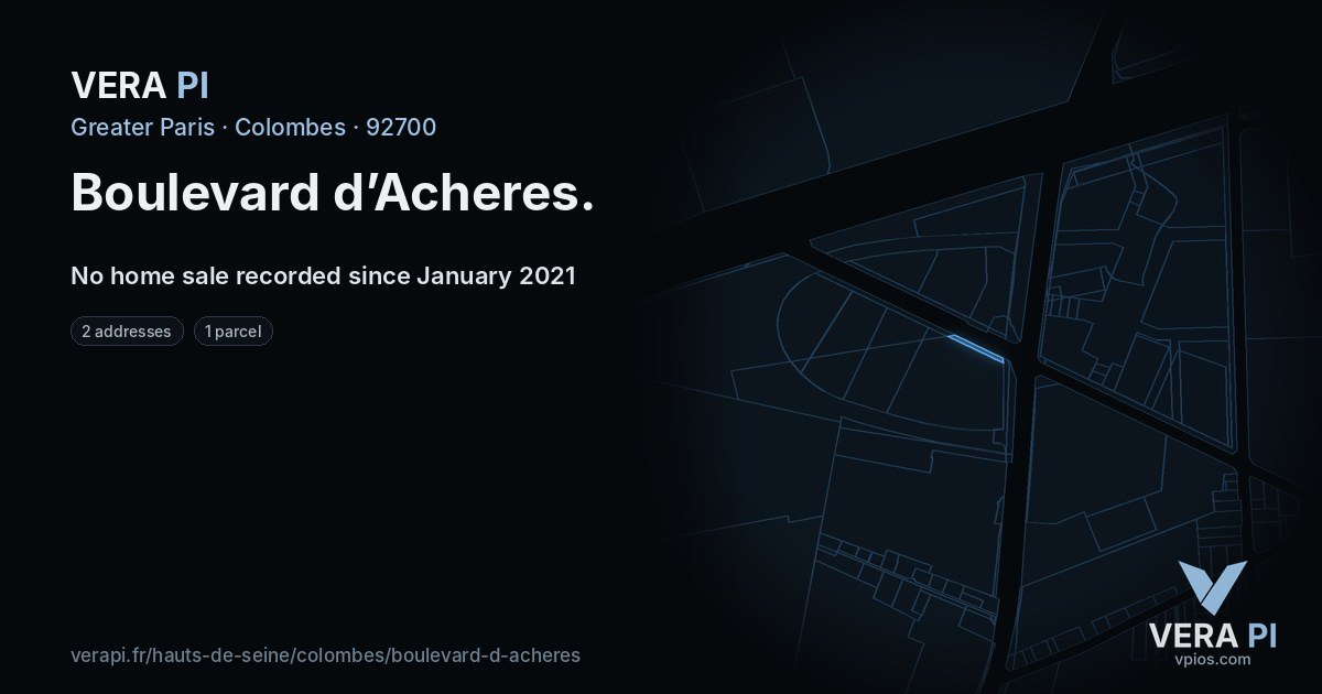 Boulevard d’Acheres, Colombes at night – every parcel coloured by the prices around it, the street's own parcels lit