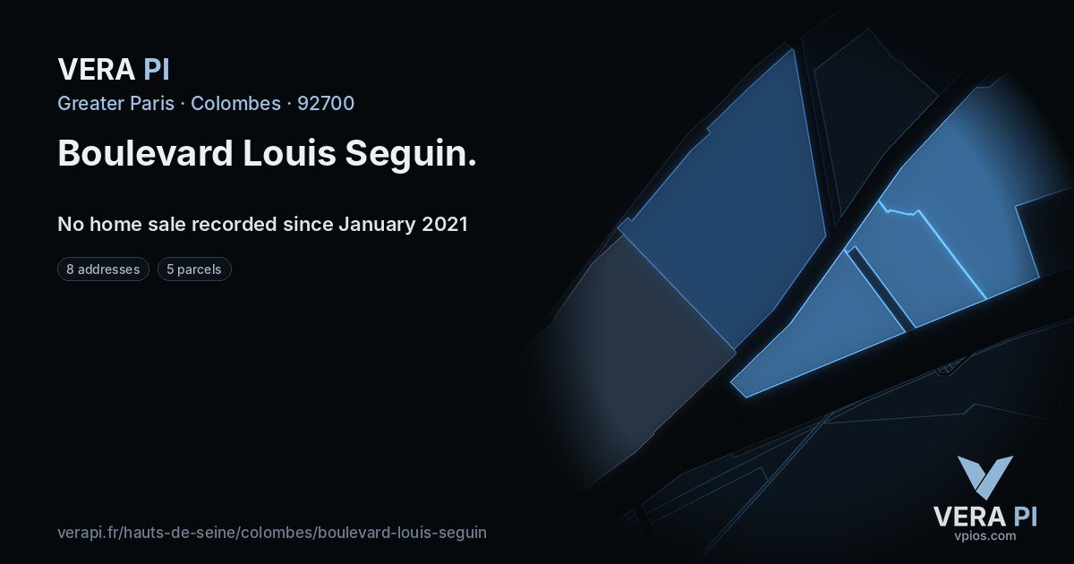 Boulevard Louis Seguin, Colombes at night – every parcel coloured by the prices around it, the street's own parcels lit