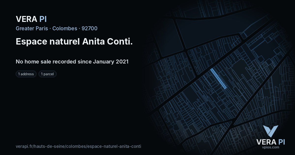 Espace naturel Anita Conti, Colombes at night – every parcel coloured by the prices around it, the street's own parcels lit