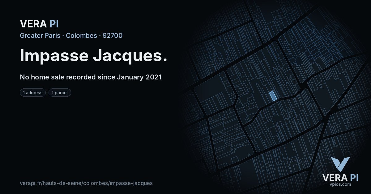 Impasse Jacques, Colombes at night – every parcel coloured by the prices around it, the street's own parcels lit