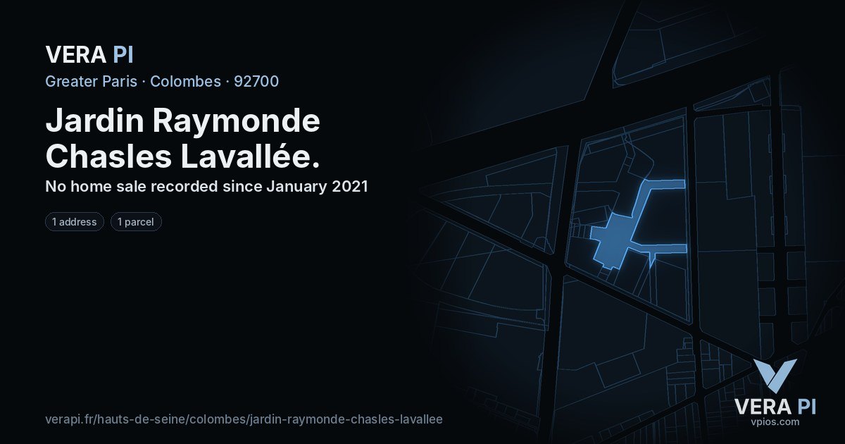 Jardin Raymonde Chasles Lavallée, Colombes at night – every parcel coloured by the prices around it, the street's own parcels lit