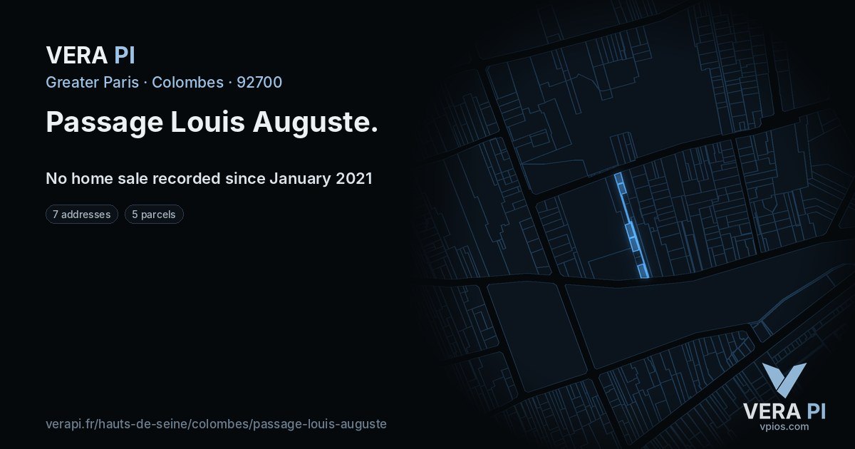 Passage Louis Auguste, Colombes at night – every parcel coloured by the prices around it, the street's own parcels lit