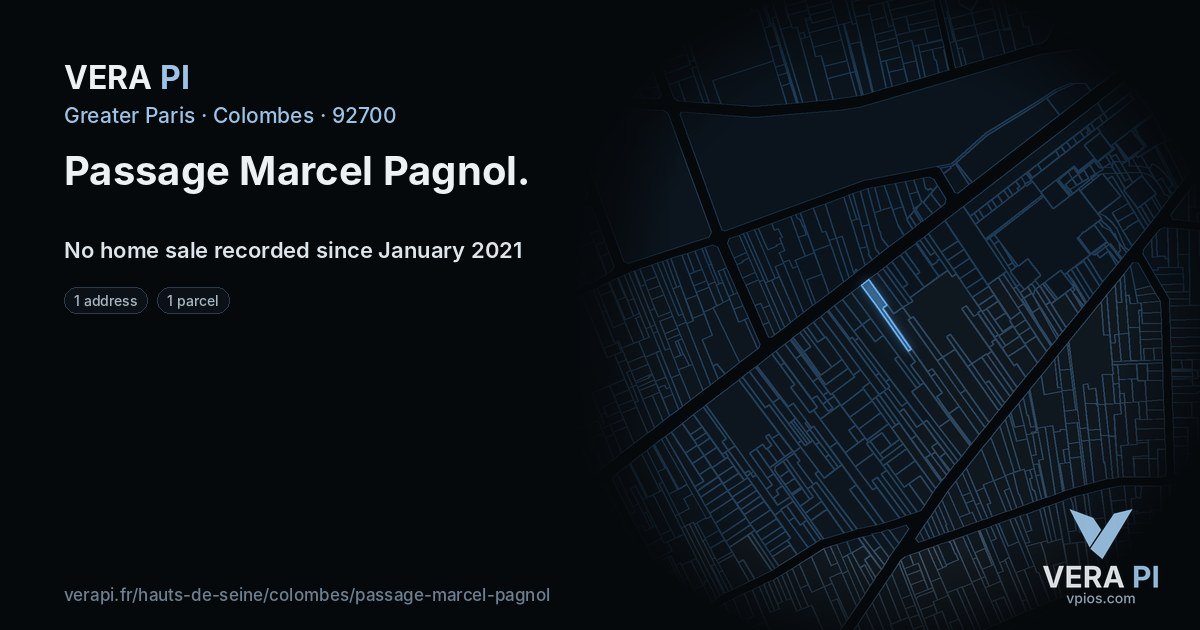 Passage Marcel Pagnol, Colombes at night – every parcel coloured by the prices around it, the street's own parcels lit