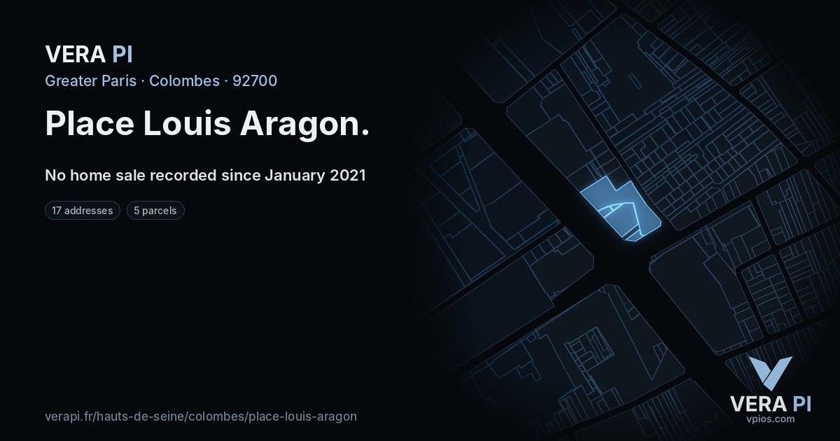 Place Louis Aragon, Colombes at night – every parcel coloured by the prices around it, the street's own parcels lit