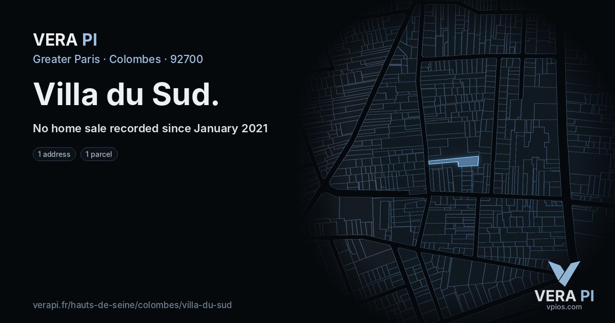 Villa du Sud, Colombes at night – every parcel coloured by the prices around it, the street's own parcels lit