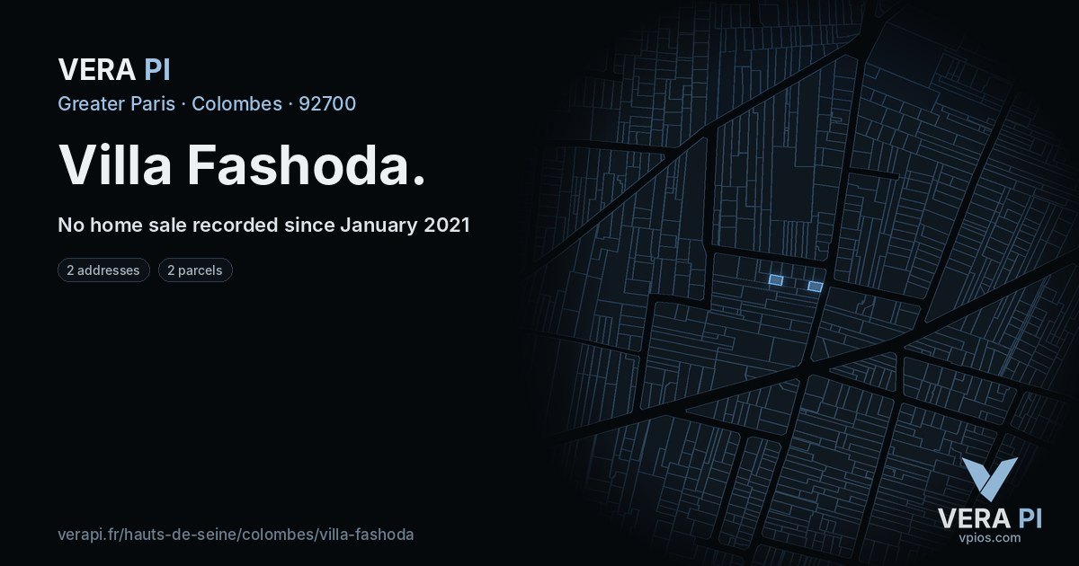 Villa Fashoda, Colombes at night – every parcel coloured by the prices around it, the street's own parcels lit