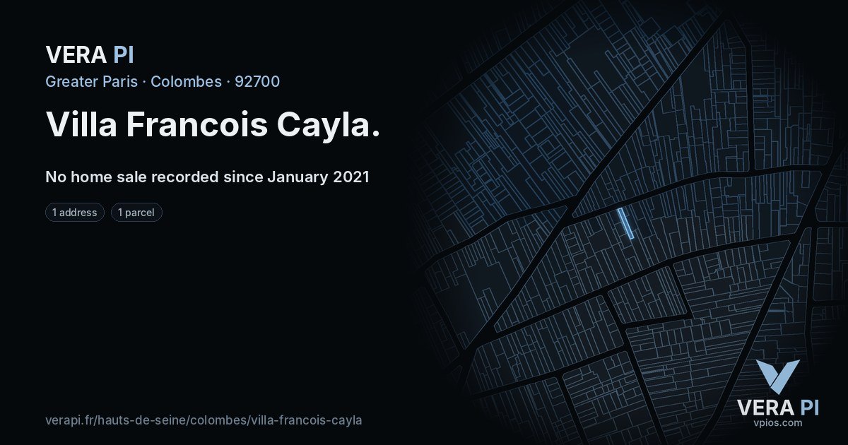 Villa Francois Cayla, Colombes at night – every parcel coloured by the prices around it, the street's own parcels lit