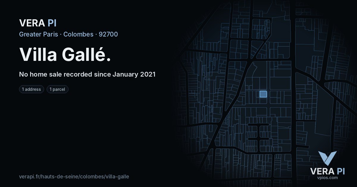 Villa Gallé, Colombes at night – every parcel coloured by the prices around it, the street's own parcels lit