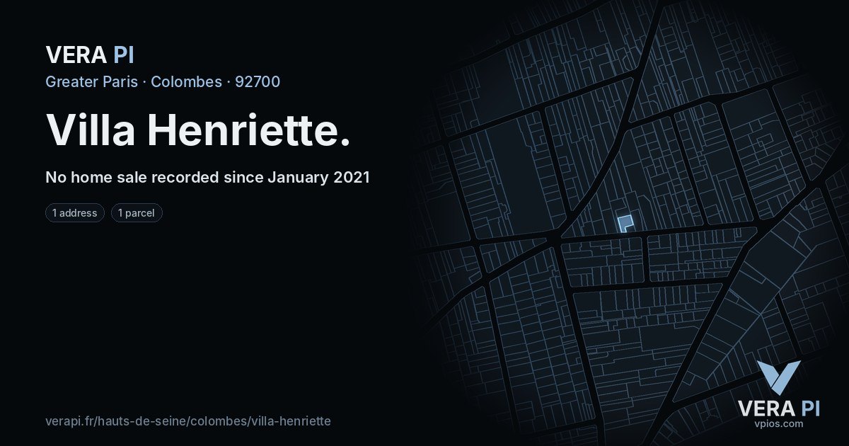 Villa Henriette, Colombes at night – every parcel coloured by the prices around it, the street's own parcels lit