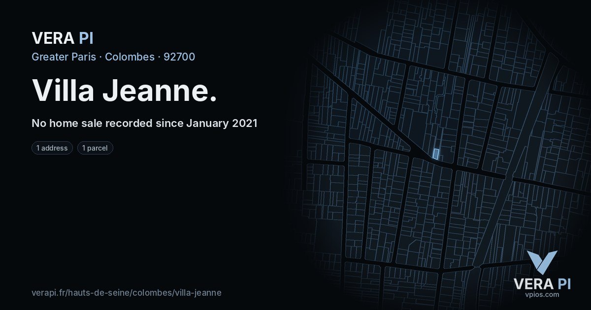 Villa Jeanne, Colombes at night – every parcel coloured by the prices around it, the street's own parcels lit