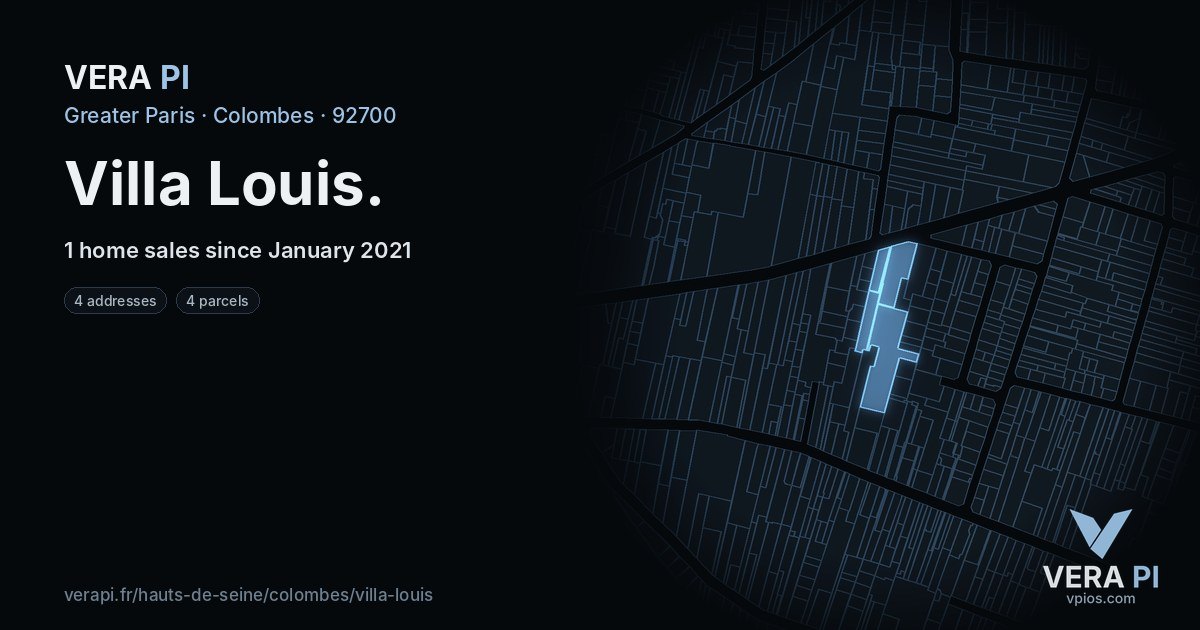 Villa Louis, Colombes at night – every parcel coloured by the prices around it, the street's own parcels lit