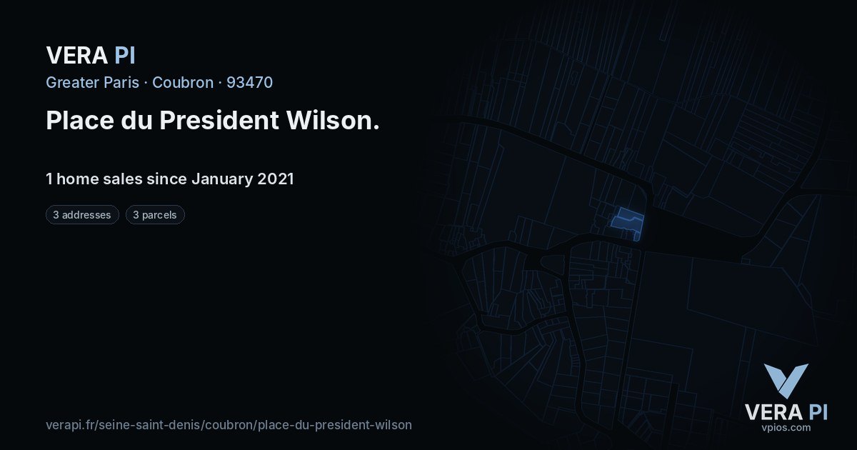 Place du President Wilson, Coubron at night – every parcel coloured by the prices around it, the street's own parcels lit