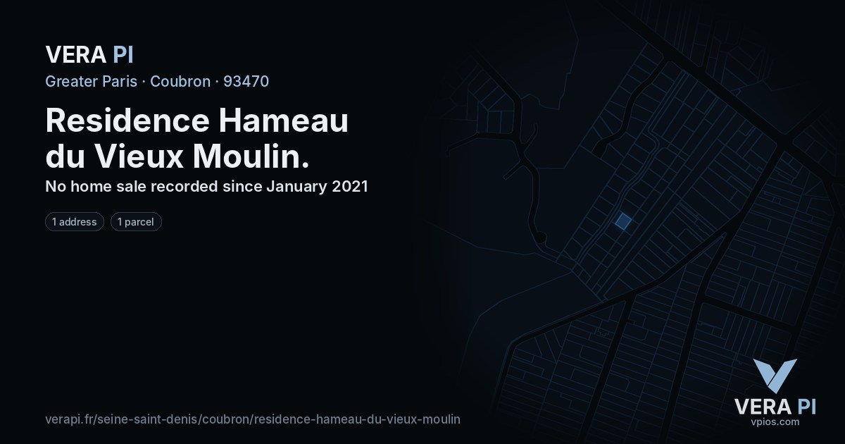 Residence Hameau du Vieux Moulin, Coubron at night – every parcel coloured by the prices around it, the street's own parcels lit