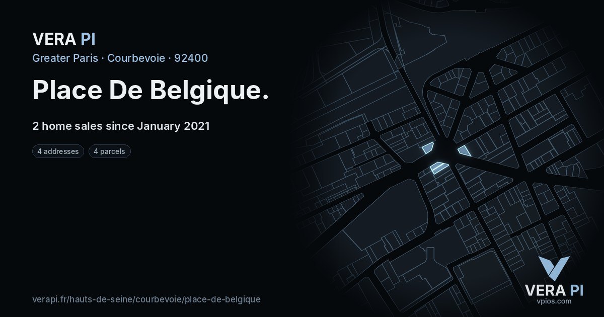 Place De Belgique, Courbevoie at night – every parcel coloured by the prices around it, the street's own parcels lit