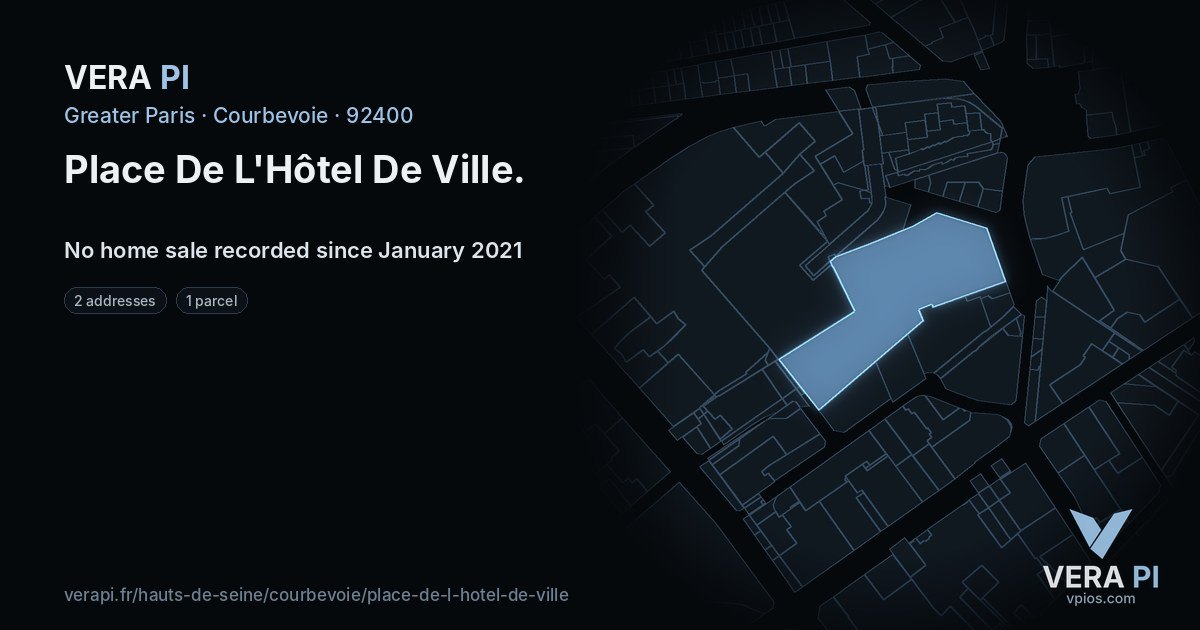 Place De L'Hôtel De Ville, Courbevoie at night – every parcel coloured by the prices around it, the street's own parcels lit