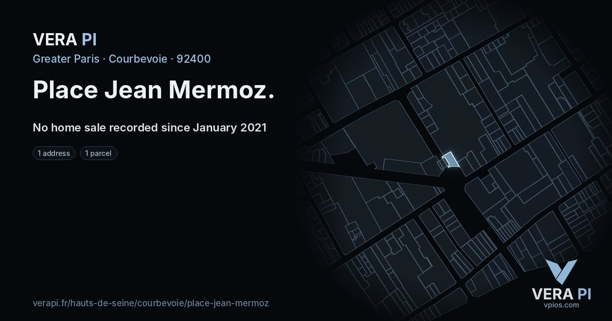 Place Jean Mermoz, Courbevoie at night – every parcel coloured by the prices around it, the street's own parcels lit