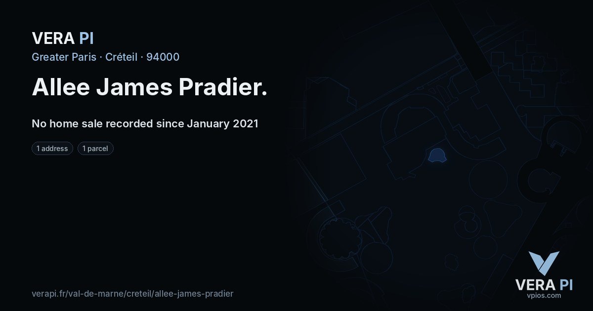 Allee James Pradier, Créteil at night – every parcel coloured by the prices around it, the street's own parcels lit