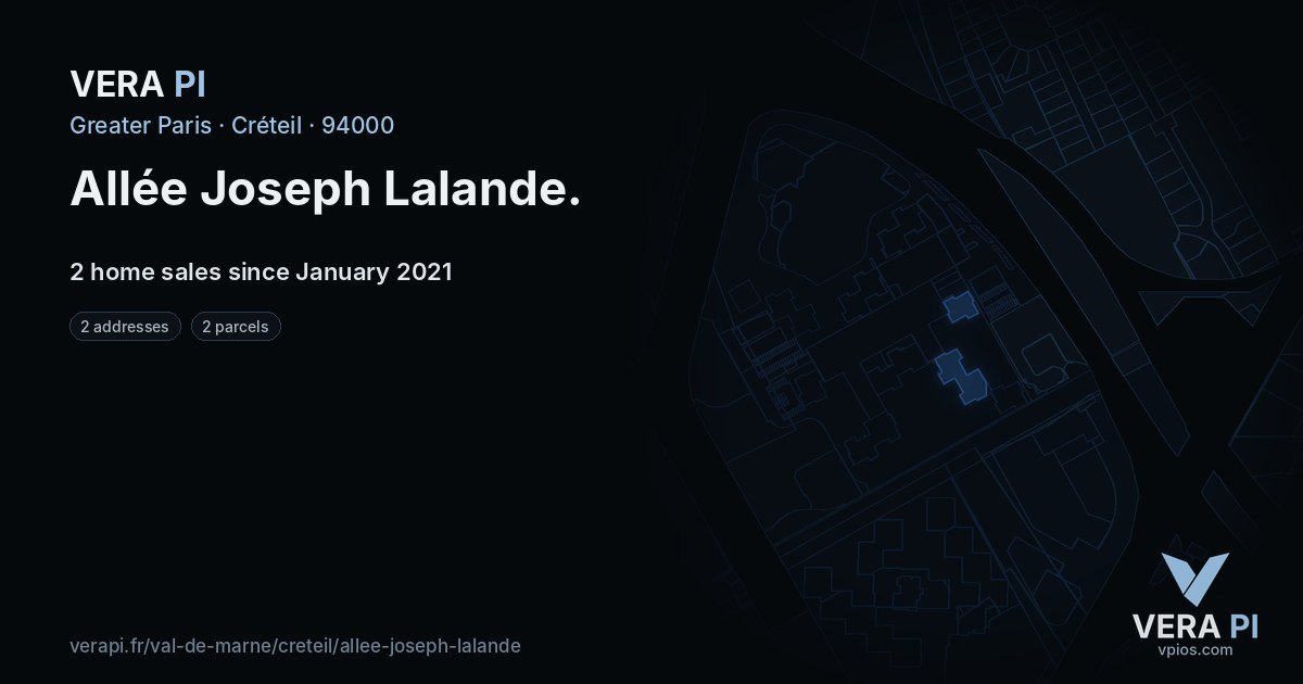 Allée Joseph Lalande, Créteil at night – every parcel coloured by the prices around it, the street's own parcels lit