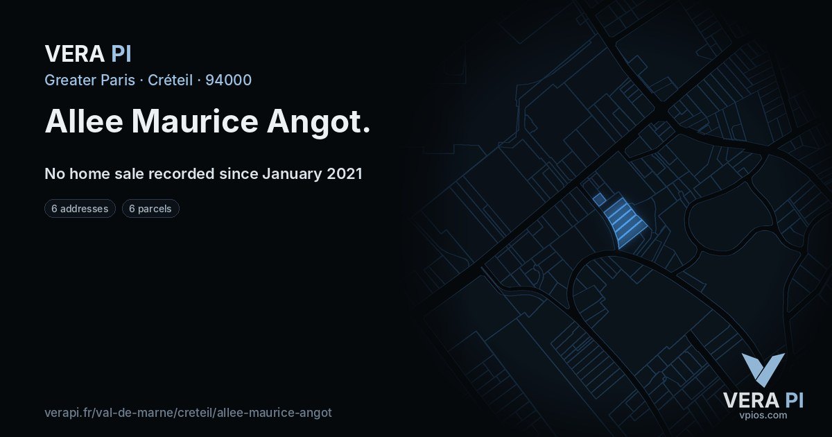 Allee Maurice Angot, Créteil at night – every parcel coloured by the prices around it, the street's own parcels lit