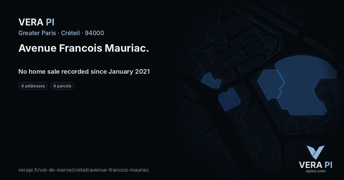 Avenue Francois Mauriac, Créteil at night – every parcel coloured by the prices around it, the street's own parcels lit