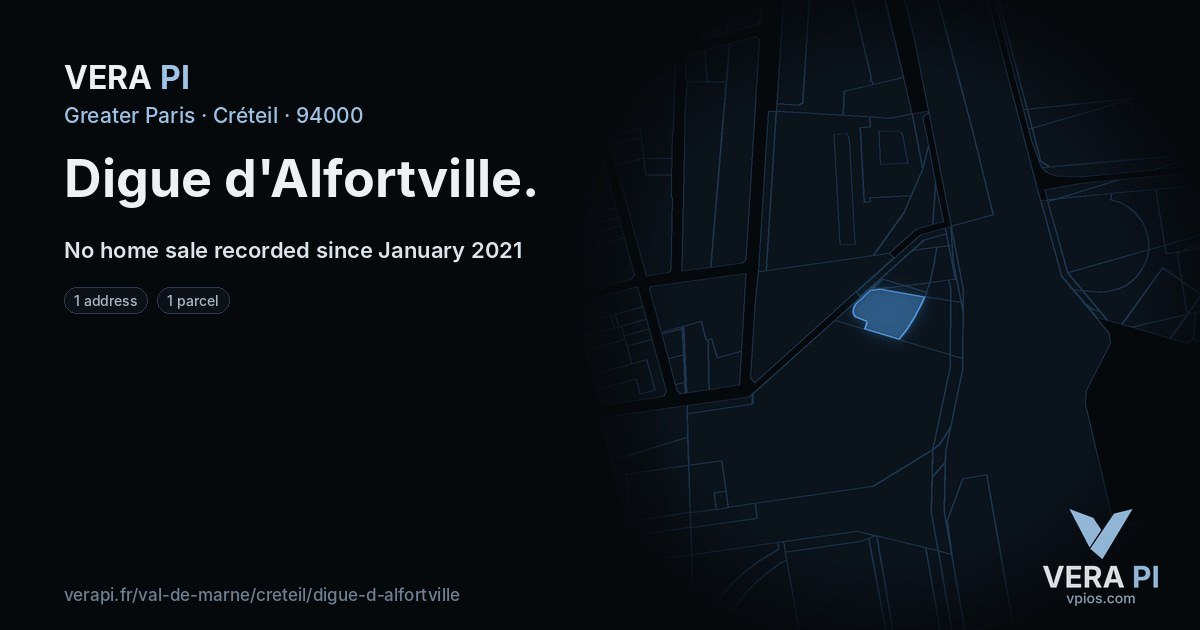Digue d'Alfortville, Créteil at night – every parcel coloured by the prices around it, the street's own parcels lit