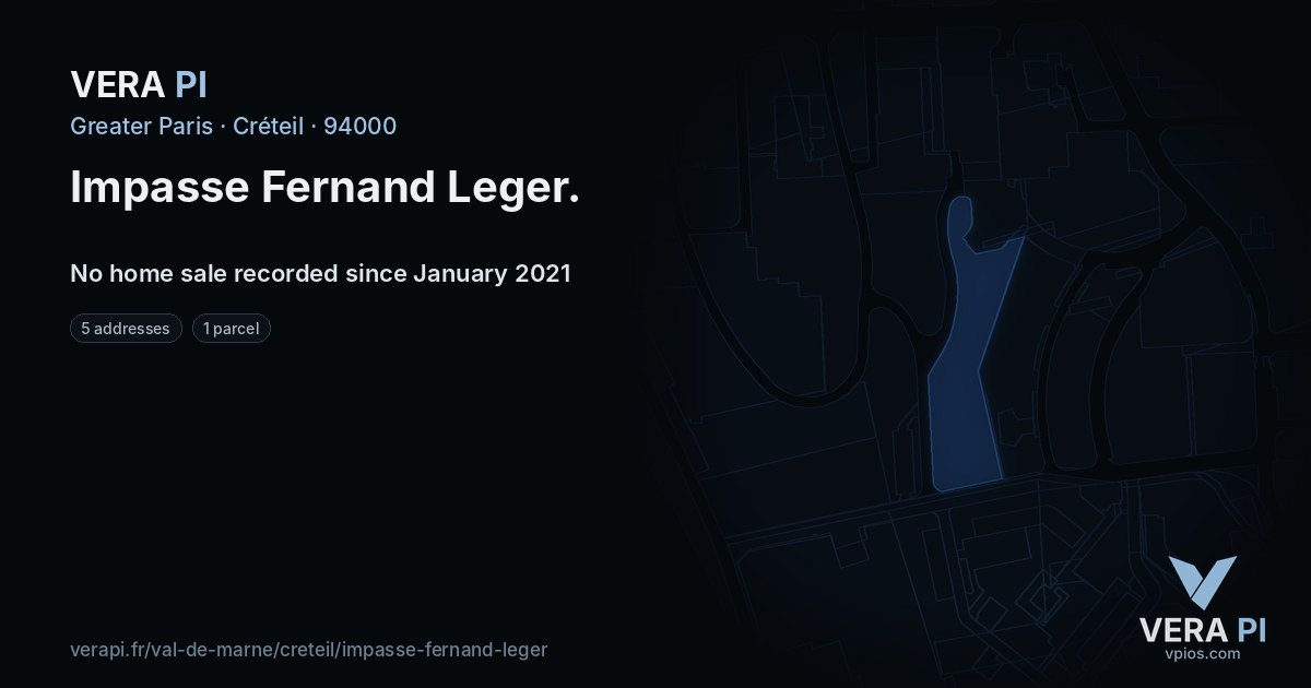 Impasse Fernand Leger, Créteil at night – every parcel coloured by the prices around it, the street's own parcels lit