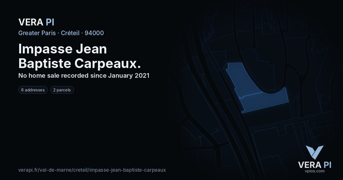 Impasse Jean Baptiste Carpeaux, Créteil at night – every parcel coloured by the prices around it, the street's own parcels lit