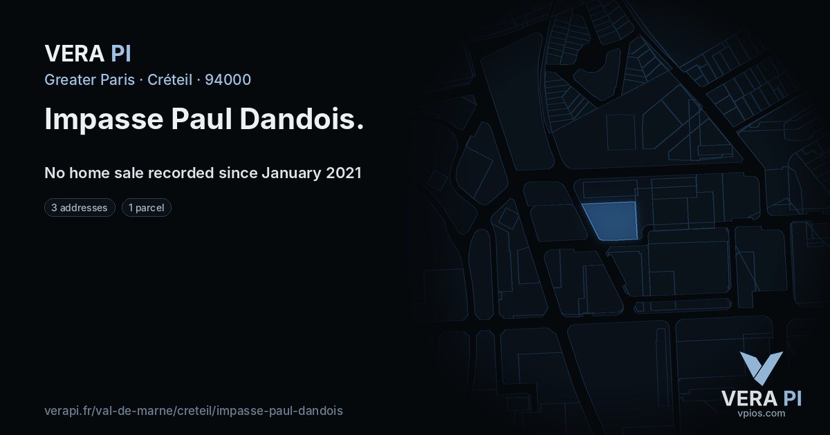 Impasse Paul Dandois, Créteil at night – every parcel coloured by the prices around it, the street's own parcels lit