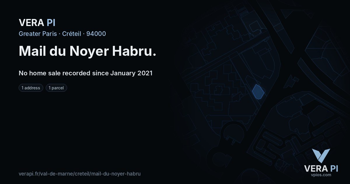 Mail du Noyer Habru, Créteil at night – every parcel coloured by the prices around it, the street's own parcels lit