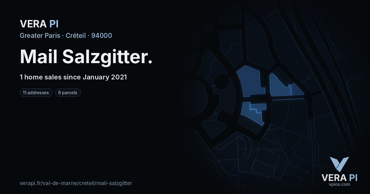 Mail Salzgitter, Créteil at night – every parcel coloured by the prices around it, the street's own parcels lit