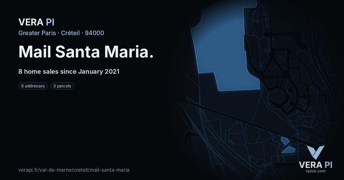 Mail Santa Maria, Créteil at night – every parcel coloured by the prices around it, the street's own parcels lit