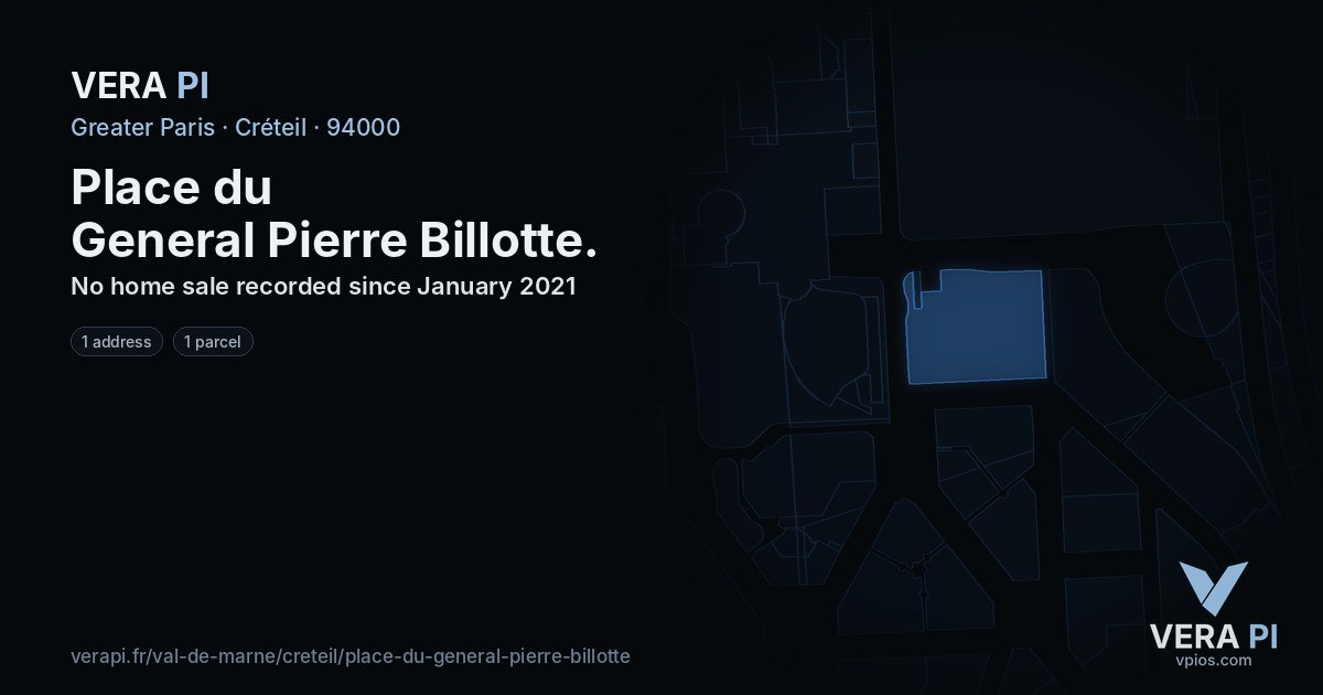 Place du General Pierre Billotte, Créteil at night – every parcel coloured by the prices around it, the street's own parcels lit