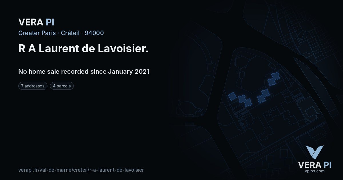 R A Laurent de Lavoisier, Créteil at night – every parcel coloured by the prices around it, the street's own parcels lit