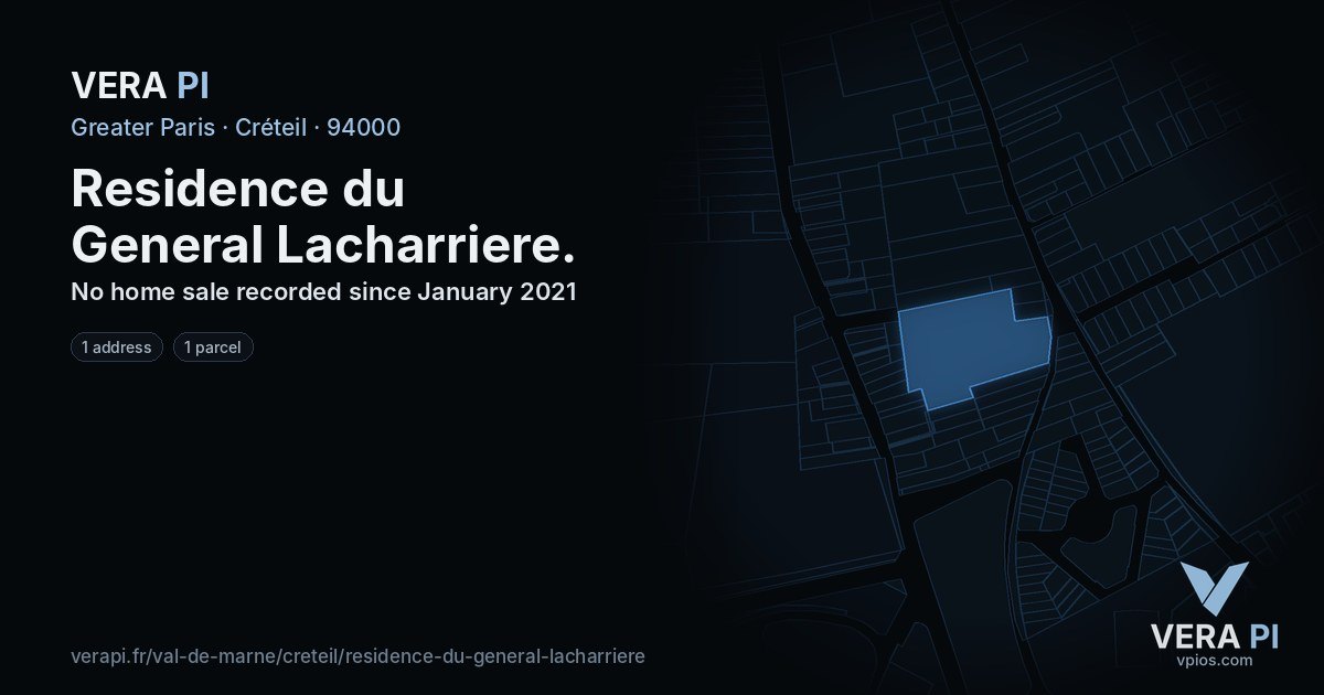 Residence du General Lacharriere, Créteil at night – every parcel coloured by the prices around it, the street's own parcels lit