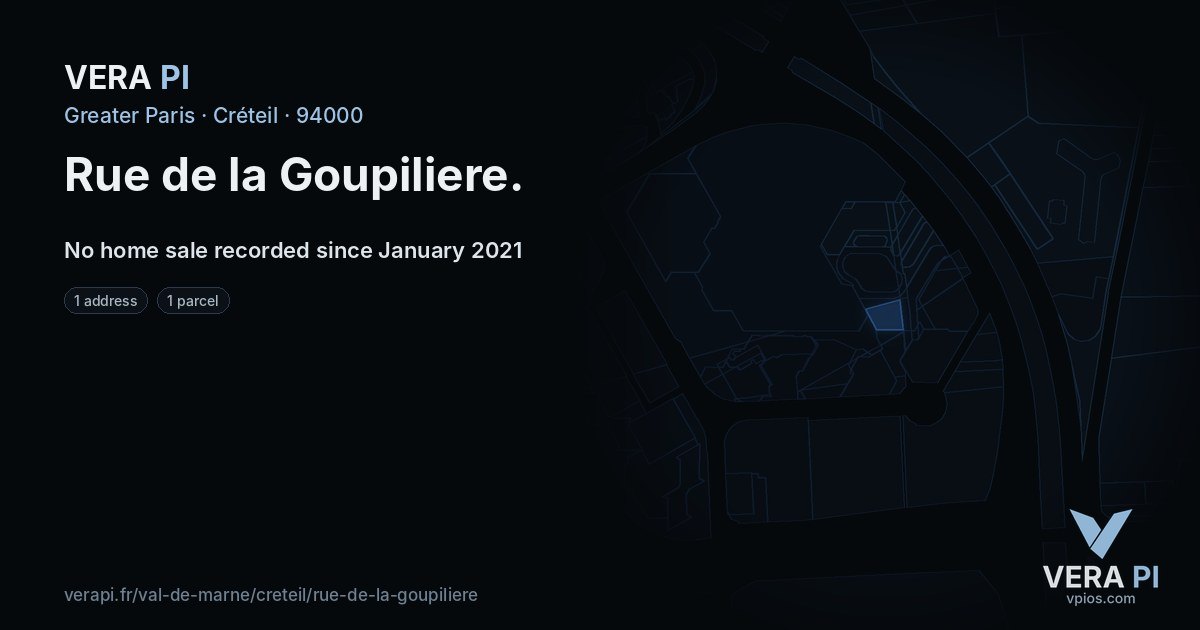 Rue de la Goupiliere, Créteil at night – every parcel coloured by the prices around it, the street's own parcels lit