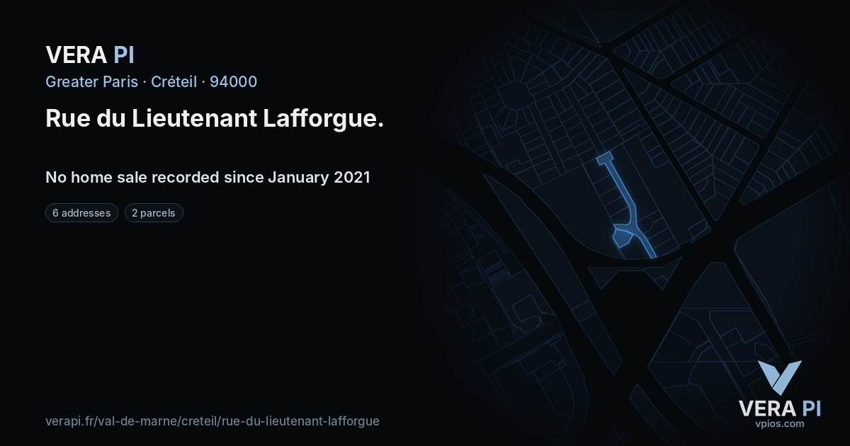 Rue du Lieutenant Lafforgue, Créteil at night – every parcel coloured by the prices around it, the street's own parcels lit