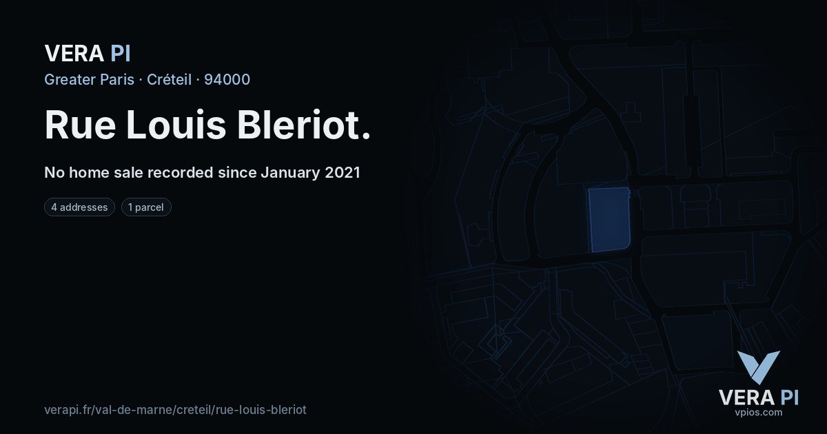 Rue Louis Bleriot, Créteil at night – every parcel coloured by the prices around it, the street's own parcels lit