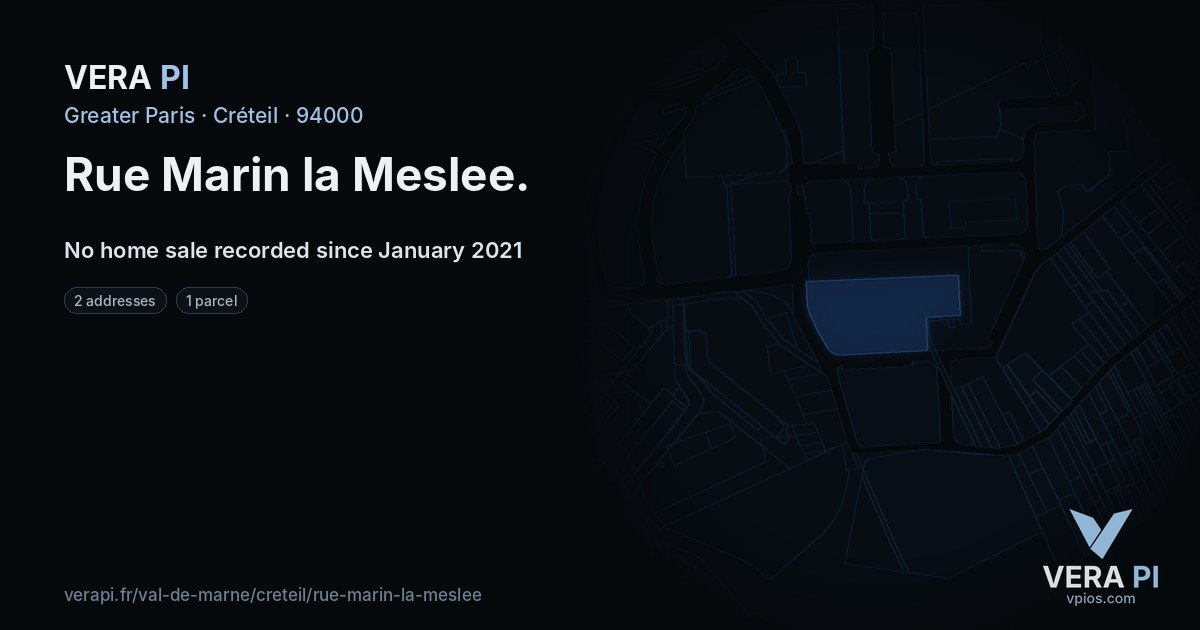 Rue Marin la Meslee, Créteil at night – every parcel coloured by the prices around it, the street's own parcels lit